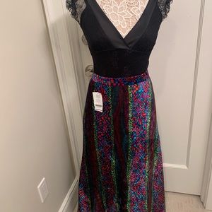 Vintage Long  Velvet skirts w  Velour - Blue